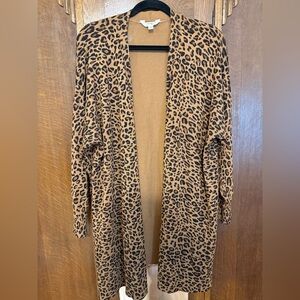 Leopard Print Open Front Cardigan 2X